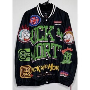 Rick Morty Members Only Jacket Mens L  - Black‎ Lightweight Windbreaker
